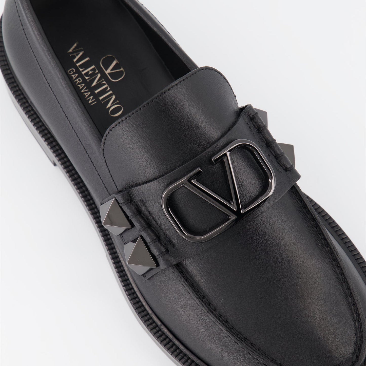 Valentino Garavani loafers, black studded loafers, luxury men's shoes, designer footwear, high-end men's accessories