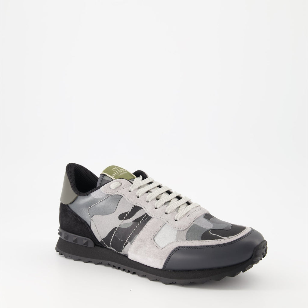 Valentino Garavani, Rockrunner sneakers, grey sneakers, luxury men's footwear, designer sneakers