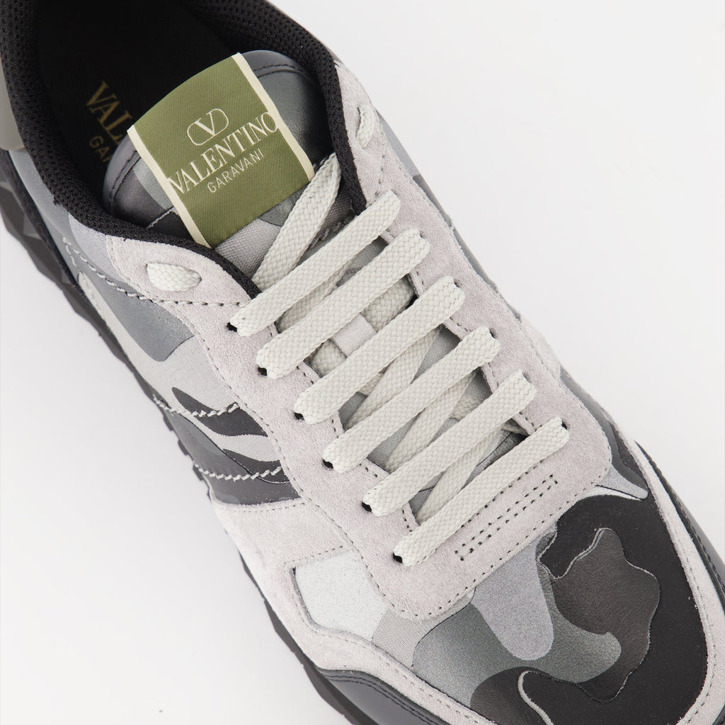 Valentino Garavani, Rockrunner sneakers, grey sneakers, luxury men's footwear, designer sneakers