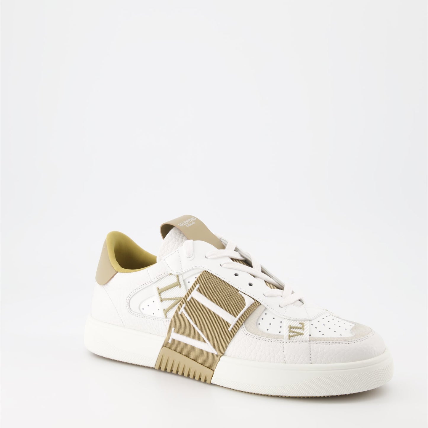 Valentino Garavani, VLTN sneakers, luxury men's footwear, white beige sneakers, designer sneakers