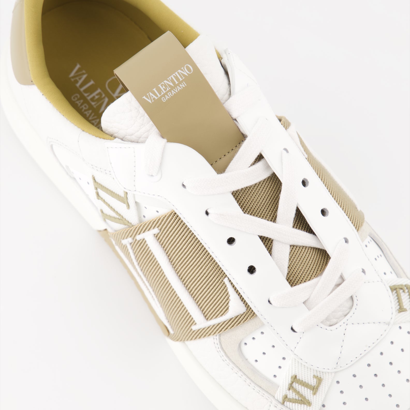 Valentino Garavani, VLTN sneakers, luxury men's footwear, white beige sneakers, designer sneakers