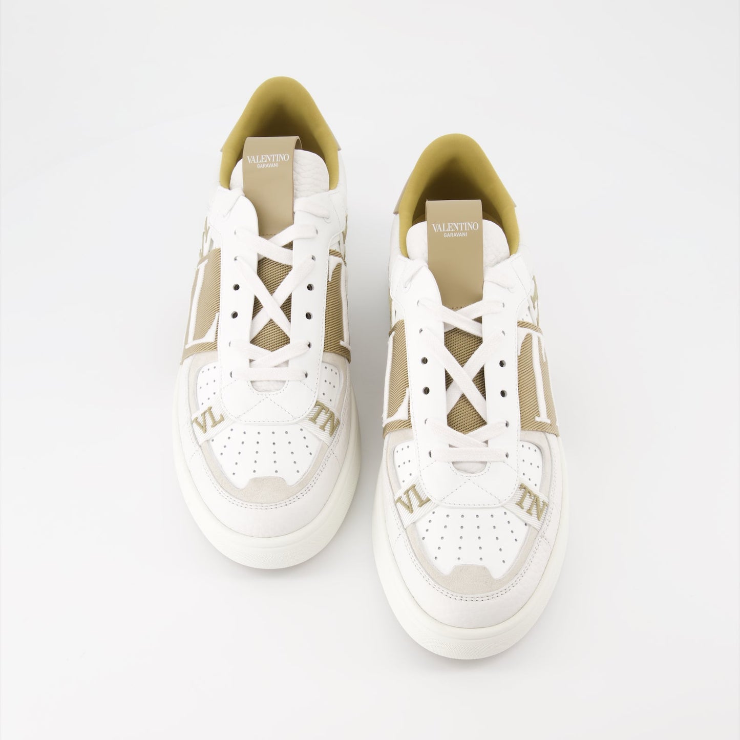 Valentino Garavani, VLTN sneakers, luxury men's footwear, white beige sneakers, designer sneakers