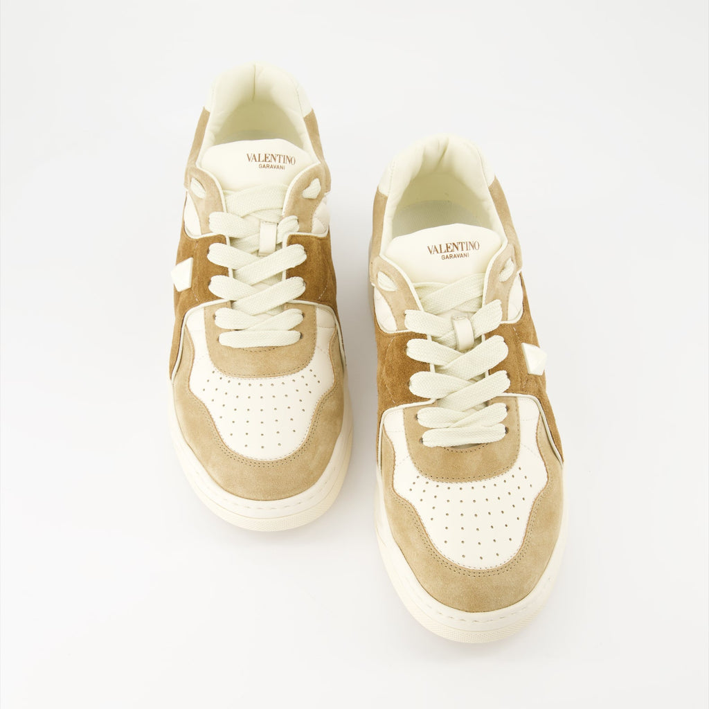 Valentino Garavani, One Stud sneakers, beige men's sneakers, luxury men's footwear, designer sneakers