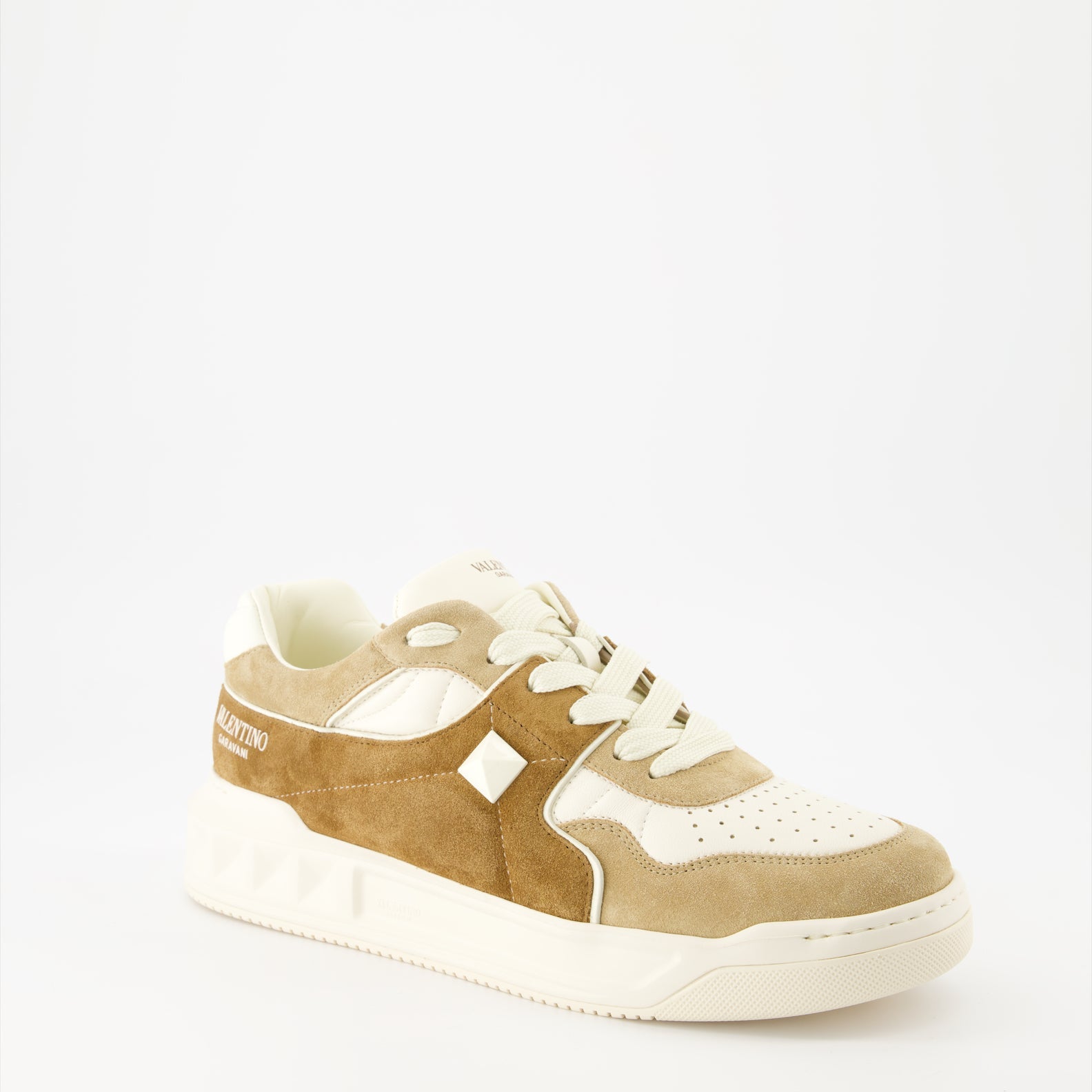 Valentino Garavani, One Stud sneakers, beige men's sneakers, luxury men's footwear, designer sneakers