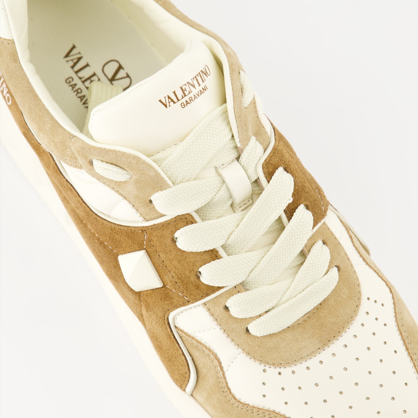 Valentino Garavani, One Stud sneakers, beige men's sneakers, luxury men's footwear, designer sneakers