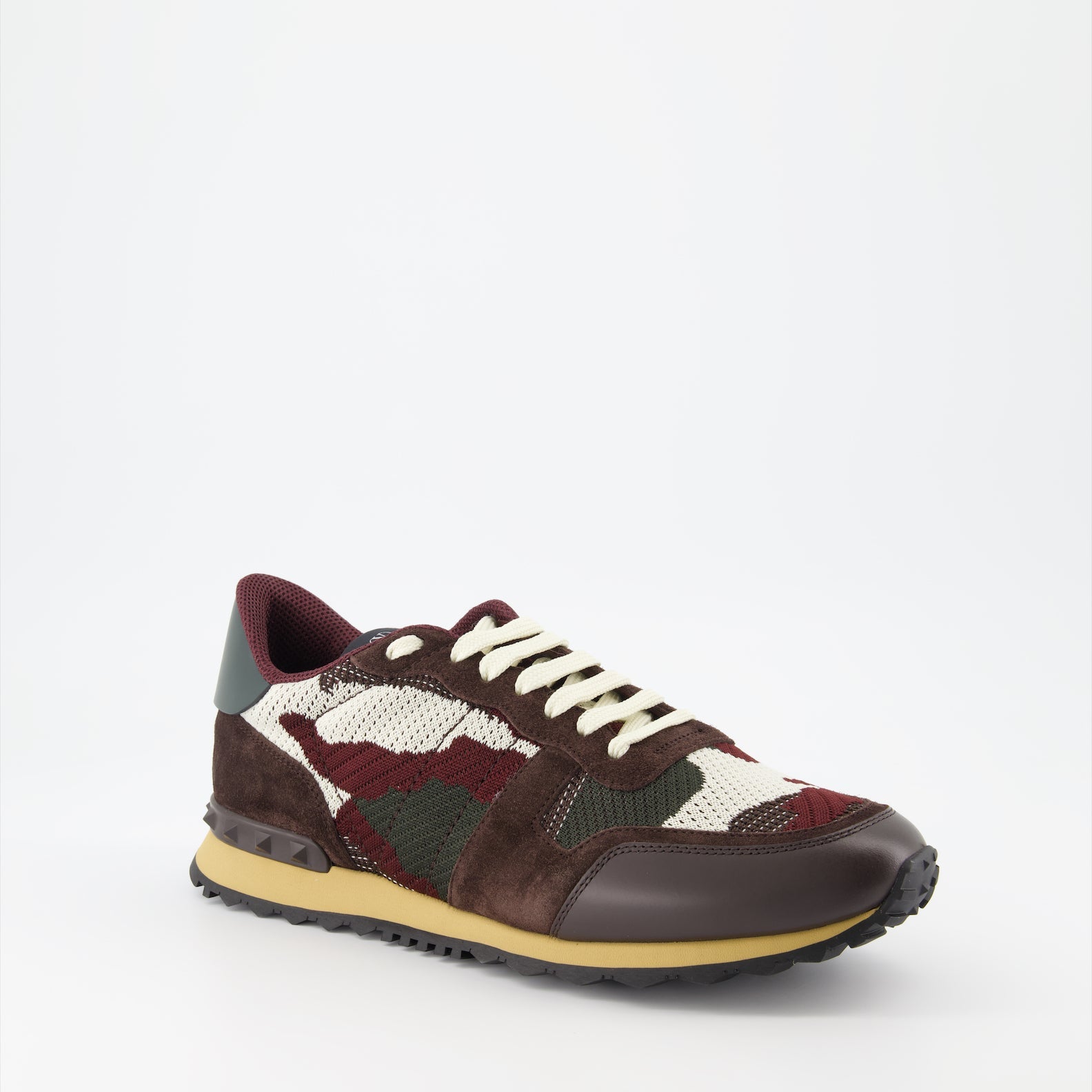 Valentino Garavani Rockrunner, luxury men's sneakers, brown-red sneakers, high-end footwear, designer sneakers for men