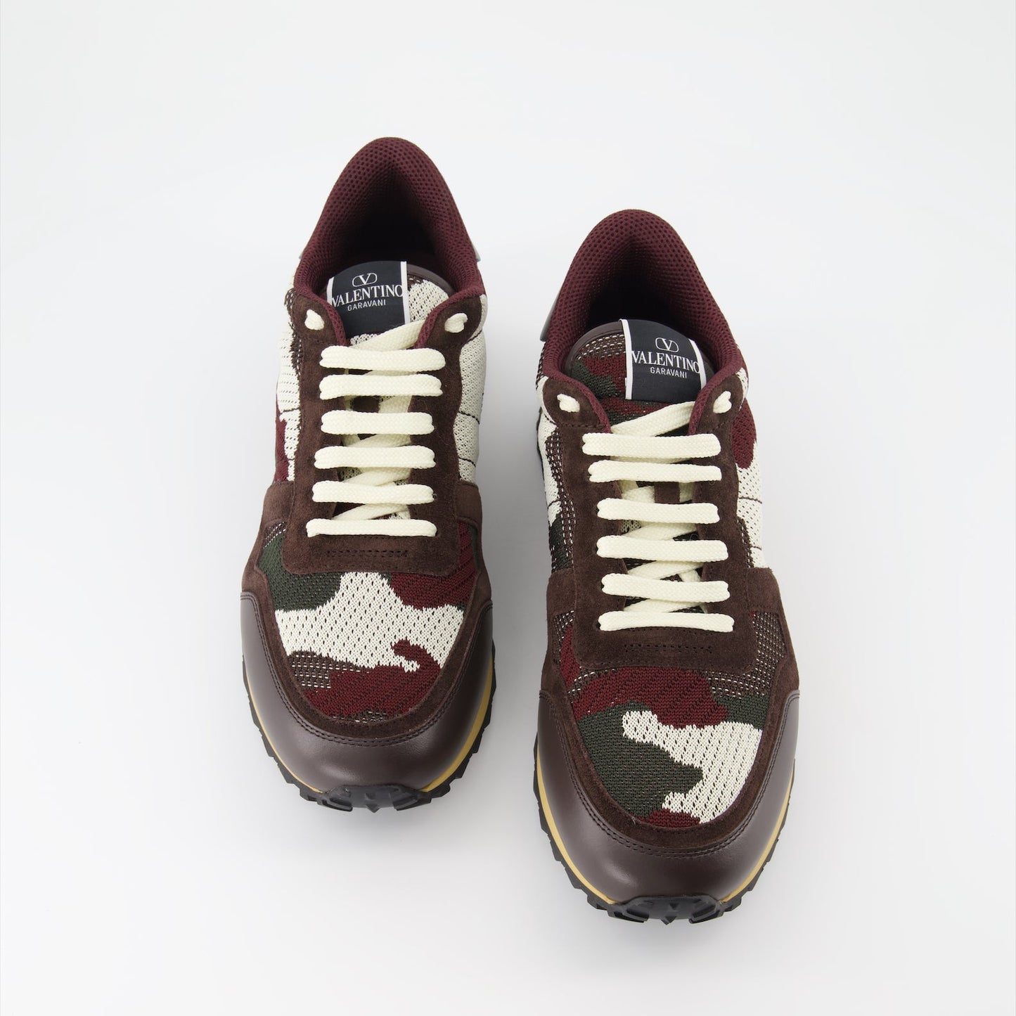 Valentino Garavani Rockrunner, luxury men's sneakers, brown-red sneakers, high-end footwear, designer sneakers for men