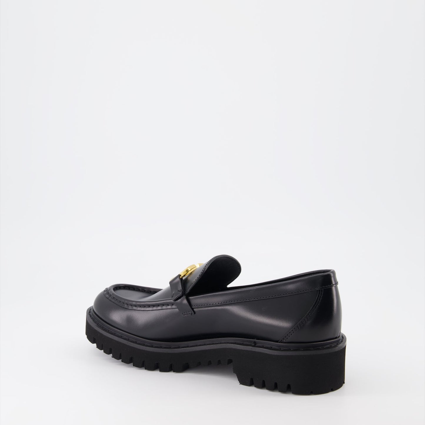 Valentino Garavani, VLogo Moccasins, Black Leather Moccasins, Women's Luxury Footwear, Designer Moccasins