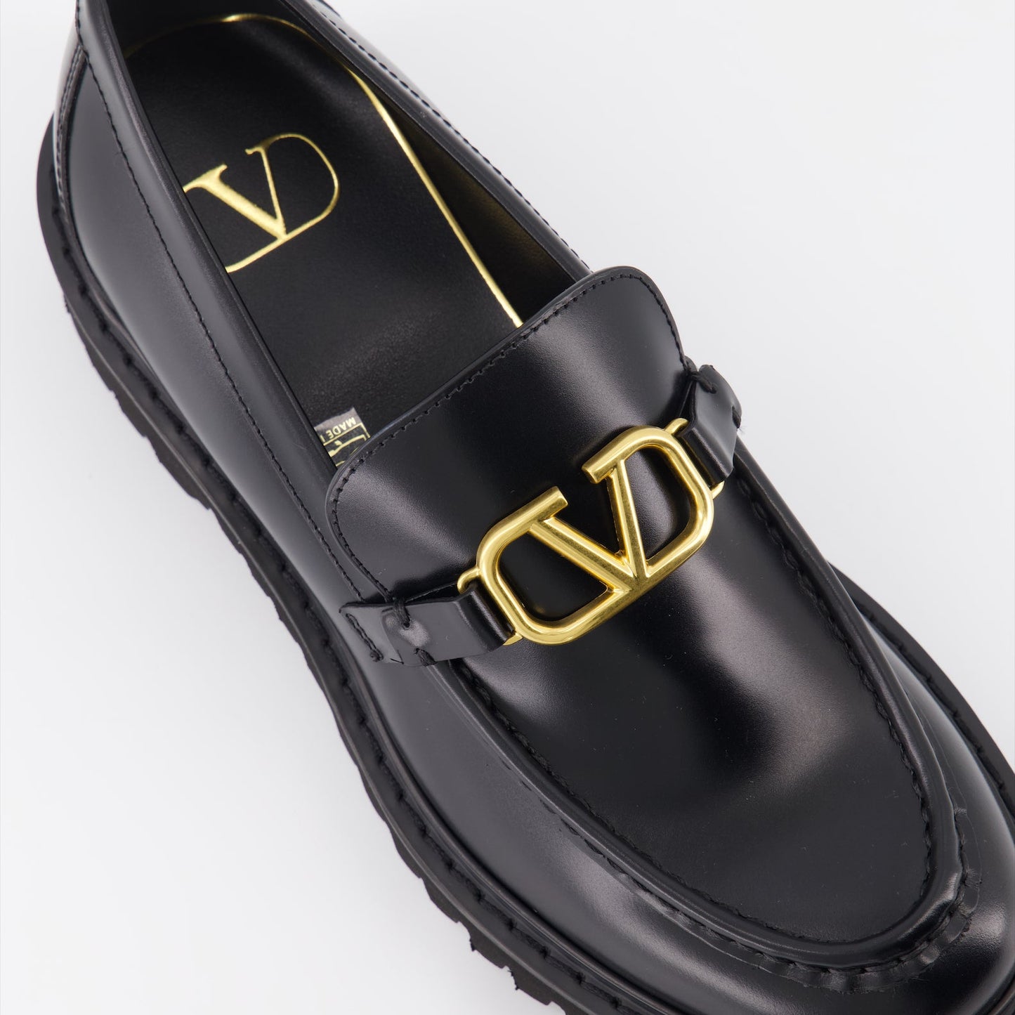 Valentino Garavani, VLogo Moccasins, Black Leather Moccasins, Women's Luxury Footwear, Designer Moccasins