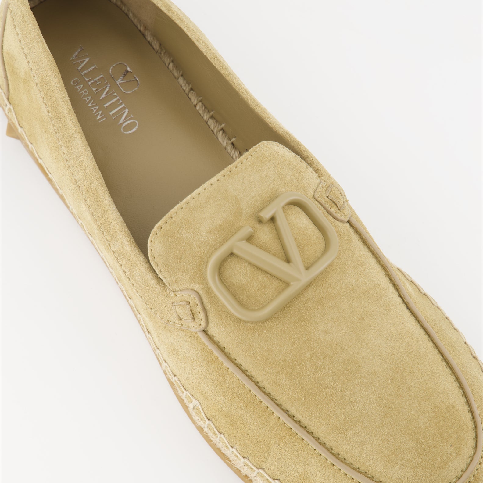 Valentino Garavani, men's espadrilles, beige suede footwear, luxury casual shoes, high-end men's fashion