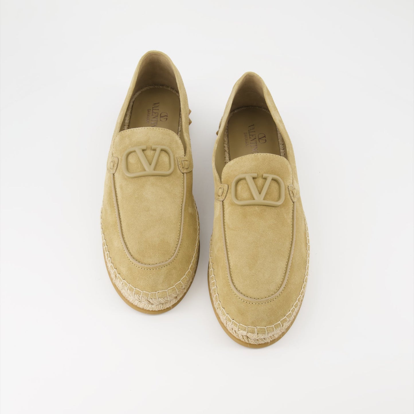 Valentino Garavani, men's espadrilles, beige suede footwear, luxury casual shoes, high-end men's fashion