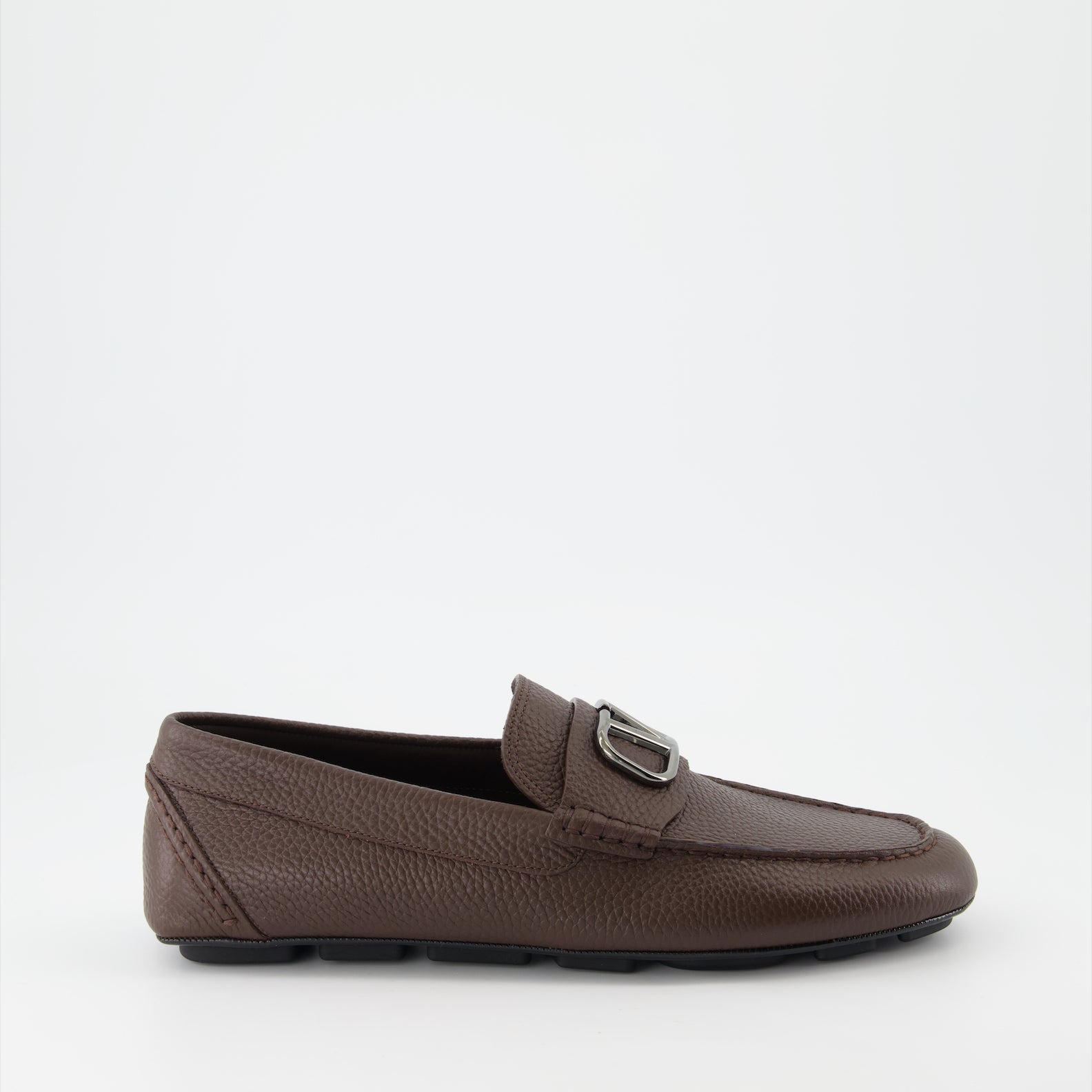 Valentino Garavani, VLogo mocassins, luxury men's shoes, brown leather mocassins, designer footwear