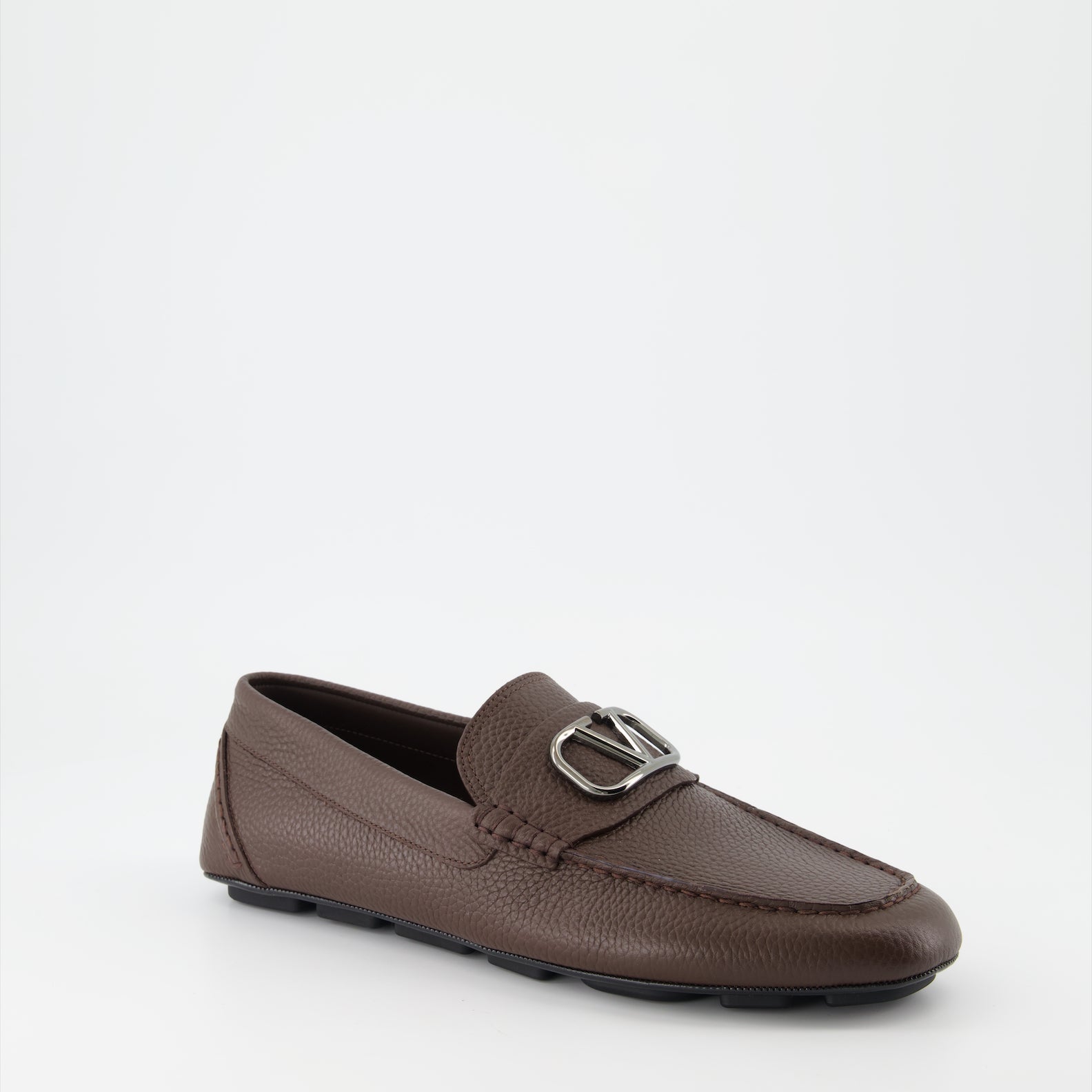 Valentino Garavani, VLogo mocassins, luxury men's shoes, brown leather mocassins, designer footwear