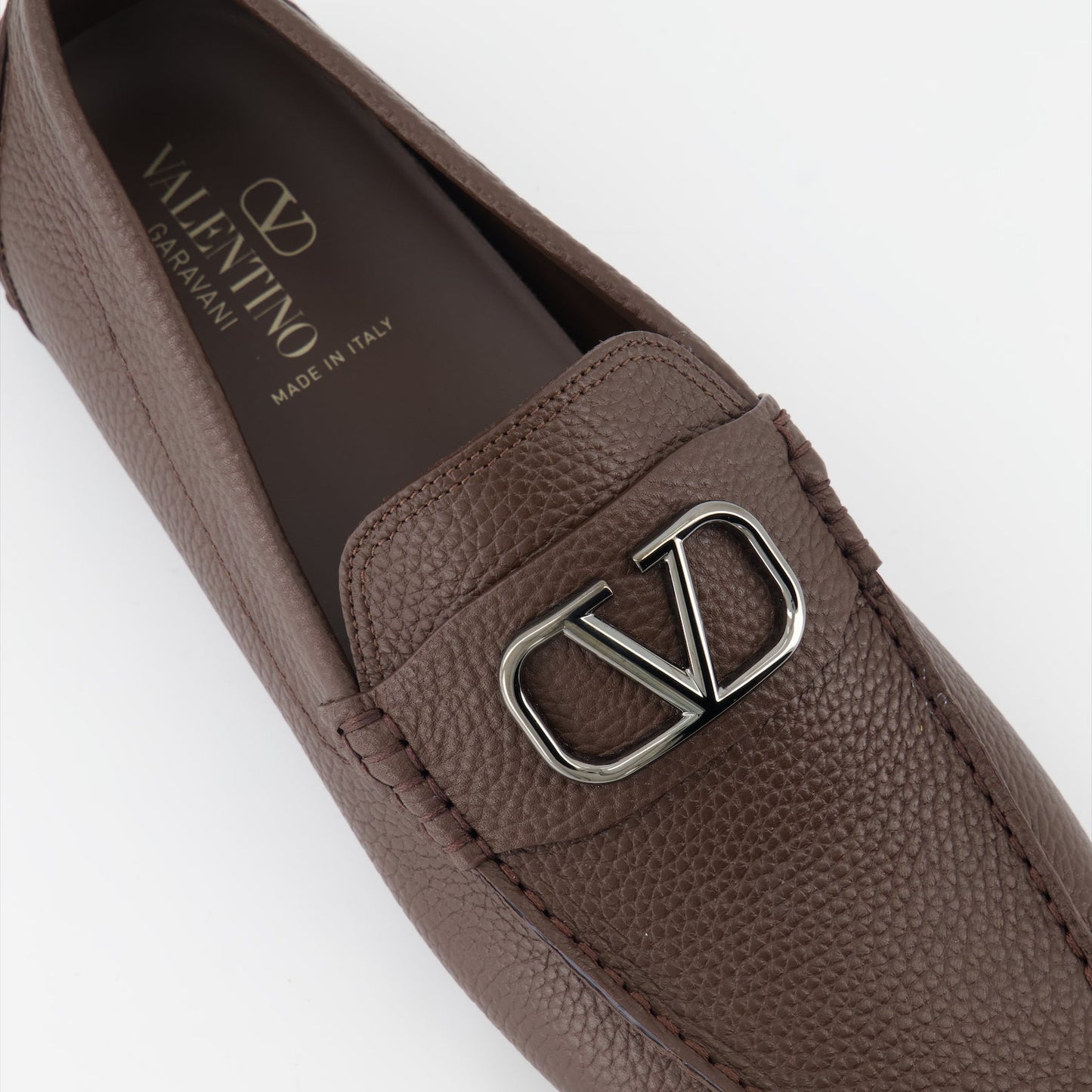 Valentino Garavani, VLogo mocassins, luxury men's shoes, brown leather mocassins, designer footwear