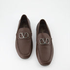 Valentino Garavani, VLogo mocassins, luxury men's shoes, brown leather mocassins, designer footwear