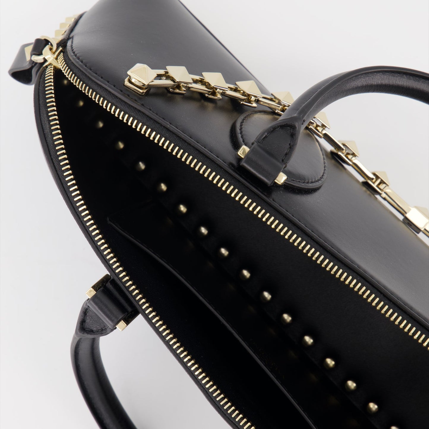 Valentino Garavani, Rockstud East-West, luxury handbag, black leather bag, designer accessory