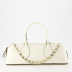 Valentino Garavani handbag, luxury leather bag, Rockstud East-West, white leather handbag, designer handbags