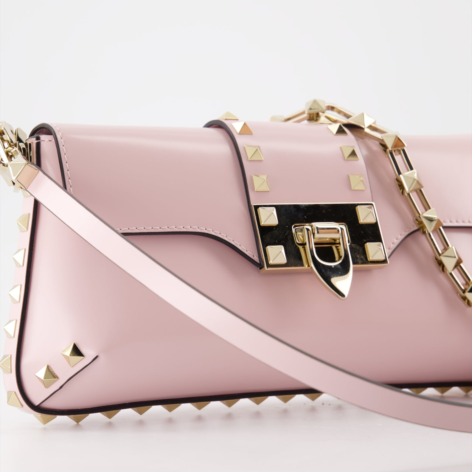 Valentino Garavani, Rockstud leather bag, luxury handbag, designer accessory, pink leather bag