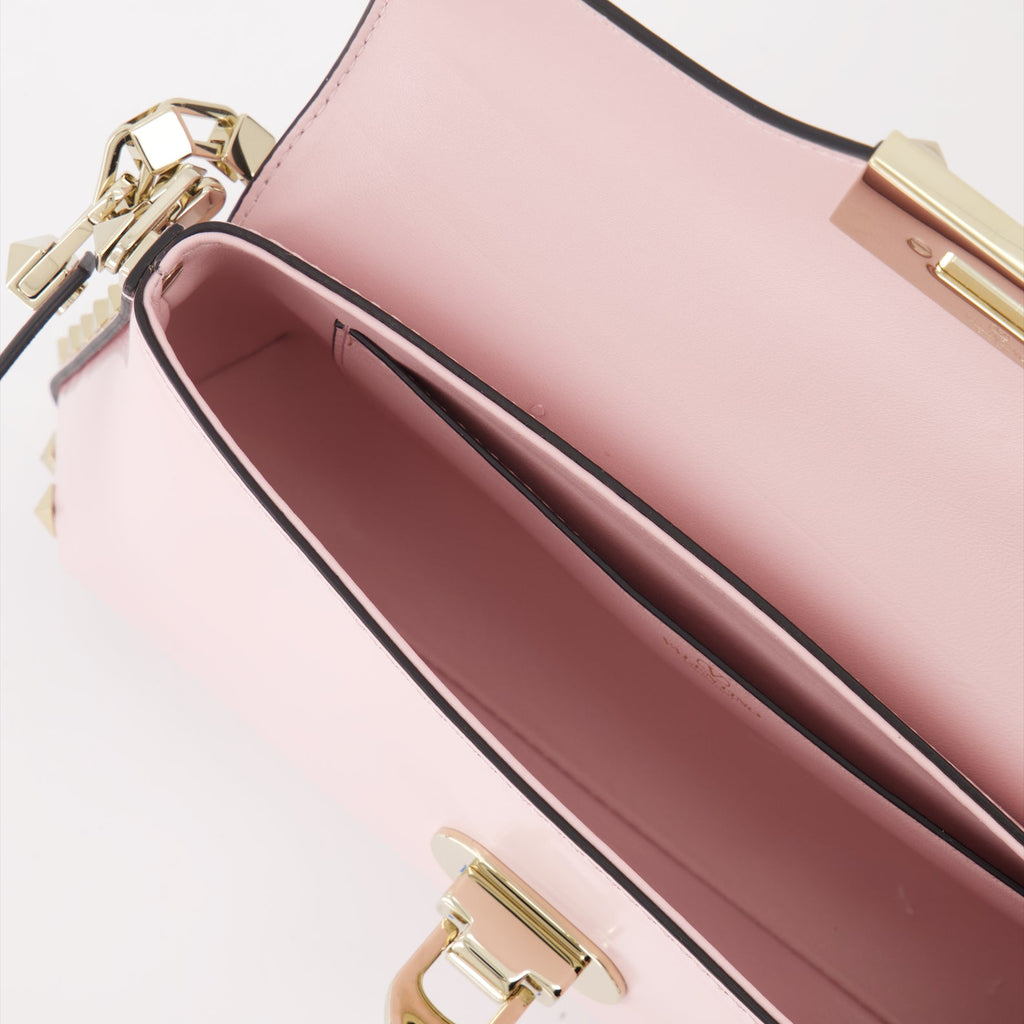 Valentino Garavani, Rockstud leather bag, luxury handbag, designer accessory, pink leather bag