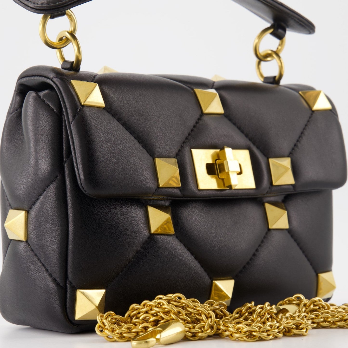 Valentino Garavani, Roman Stud bag, luxury black bag, women's designer bag, high-end accessories