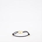 VLogo bracelet, black cord bracelet, adjustable bracelet, Valentino Garavani accessory, gold accents bracelet