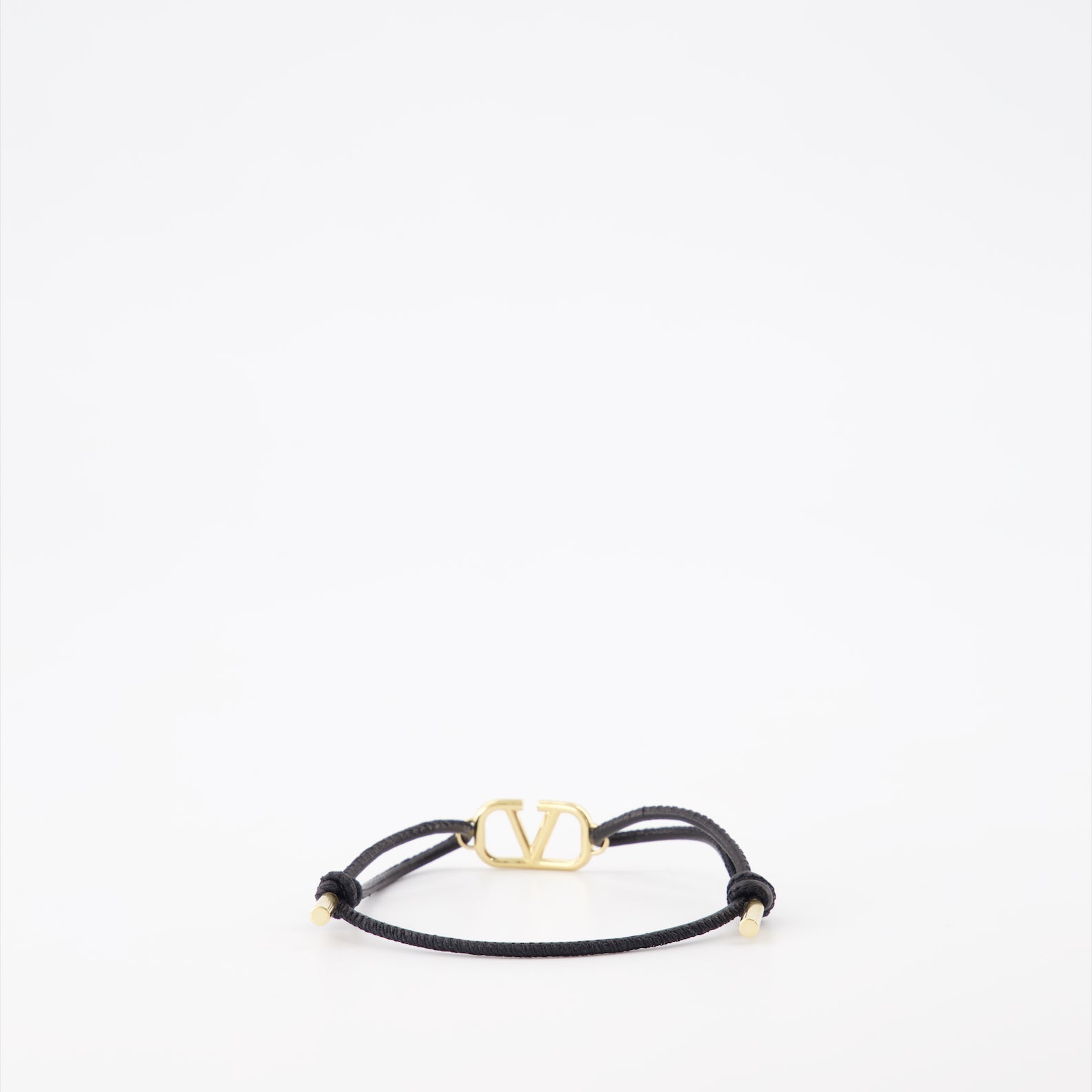 VLogo bracelet, black cord bracelet, adjustable bracelet, Valentino Garavani accessory, gold accents bracelet
