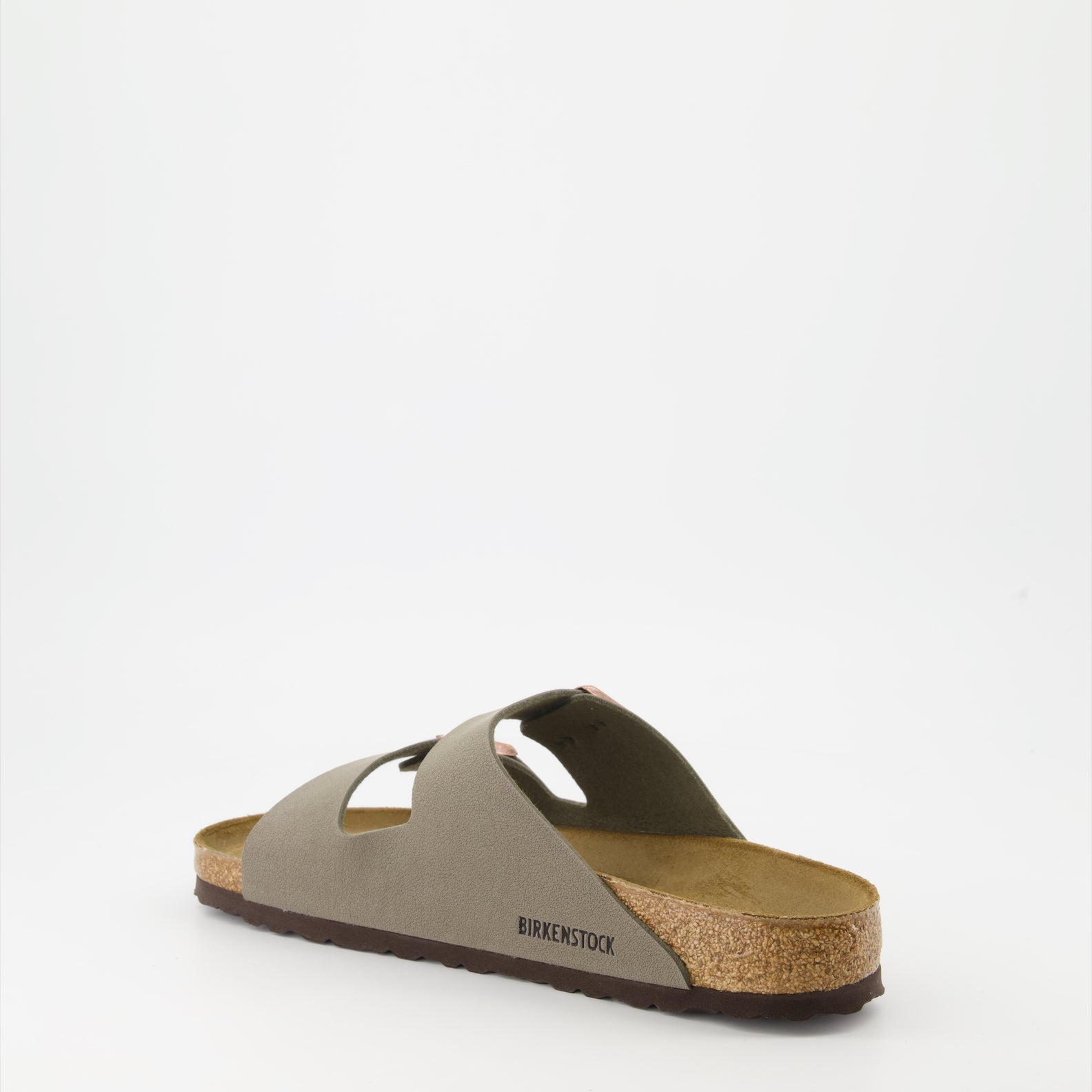 Birkenstock sandals, Arizona slides, synthetic leather sandals, taupe footwear, luxury comfort