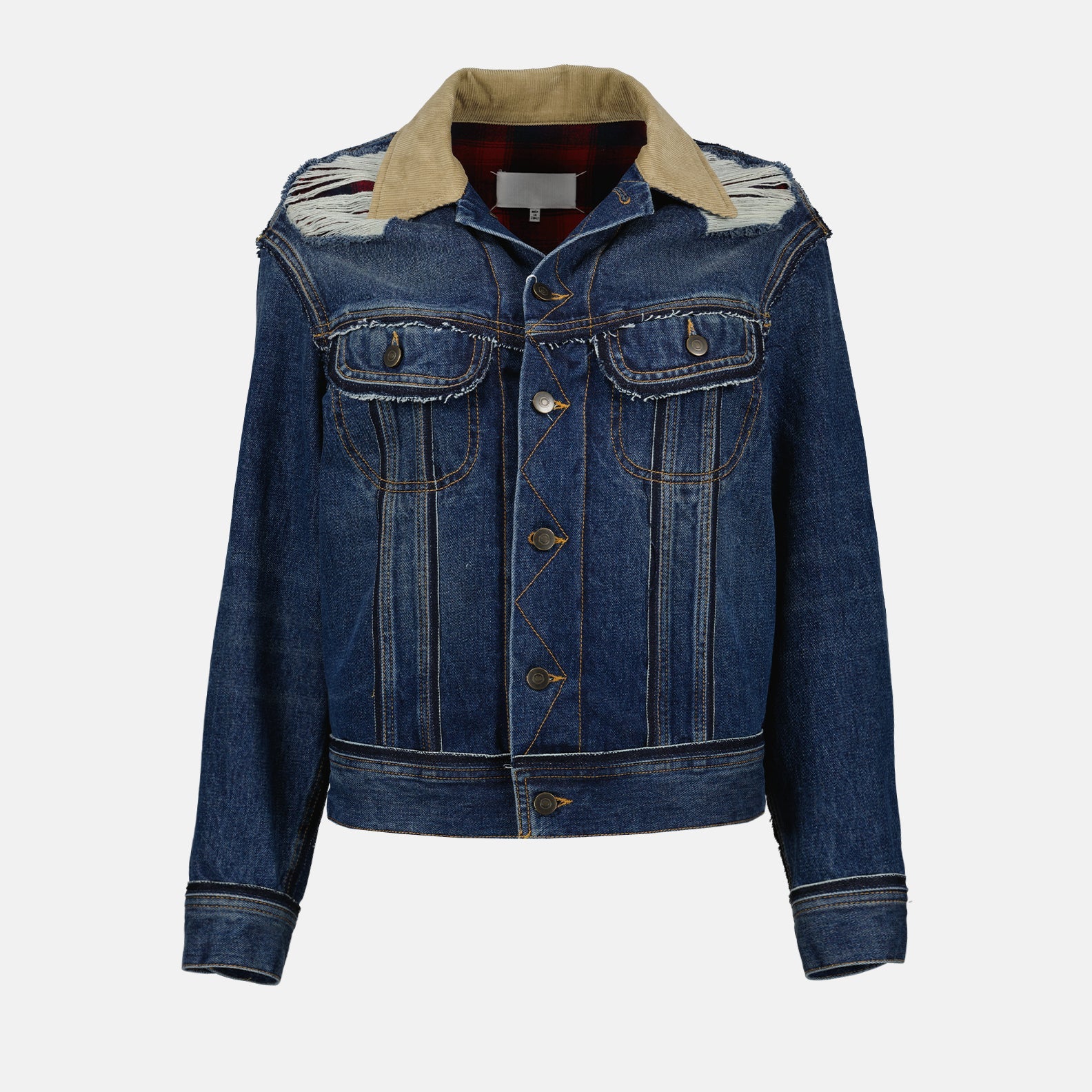 men’s luxury denim jacket, Maison Margiela, destroyed denim jacket, high-end fashion, luxury ready-to-wear