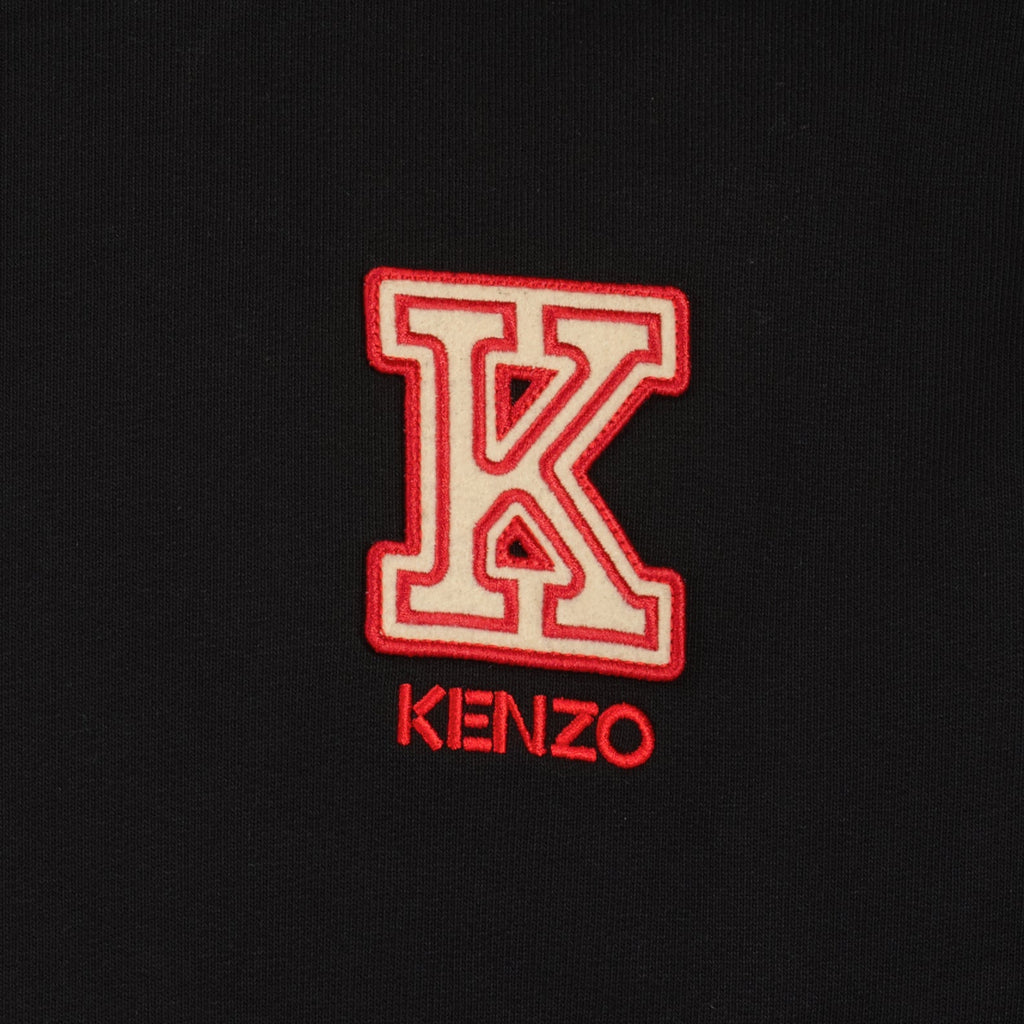 Varsity sweatshirt, Black sweatshirt, Embroidered logo sweatshirt, Cotton elastane blend sweatshirt, Ribbed edge sweatshirt