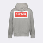 Kenzo grey hoodie, men's luxury fashion, designer logo hoodie, Kenzo men's apparel, high-end hoodie