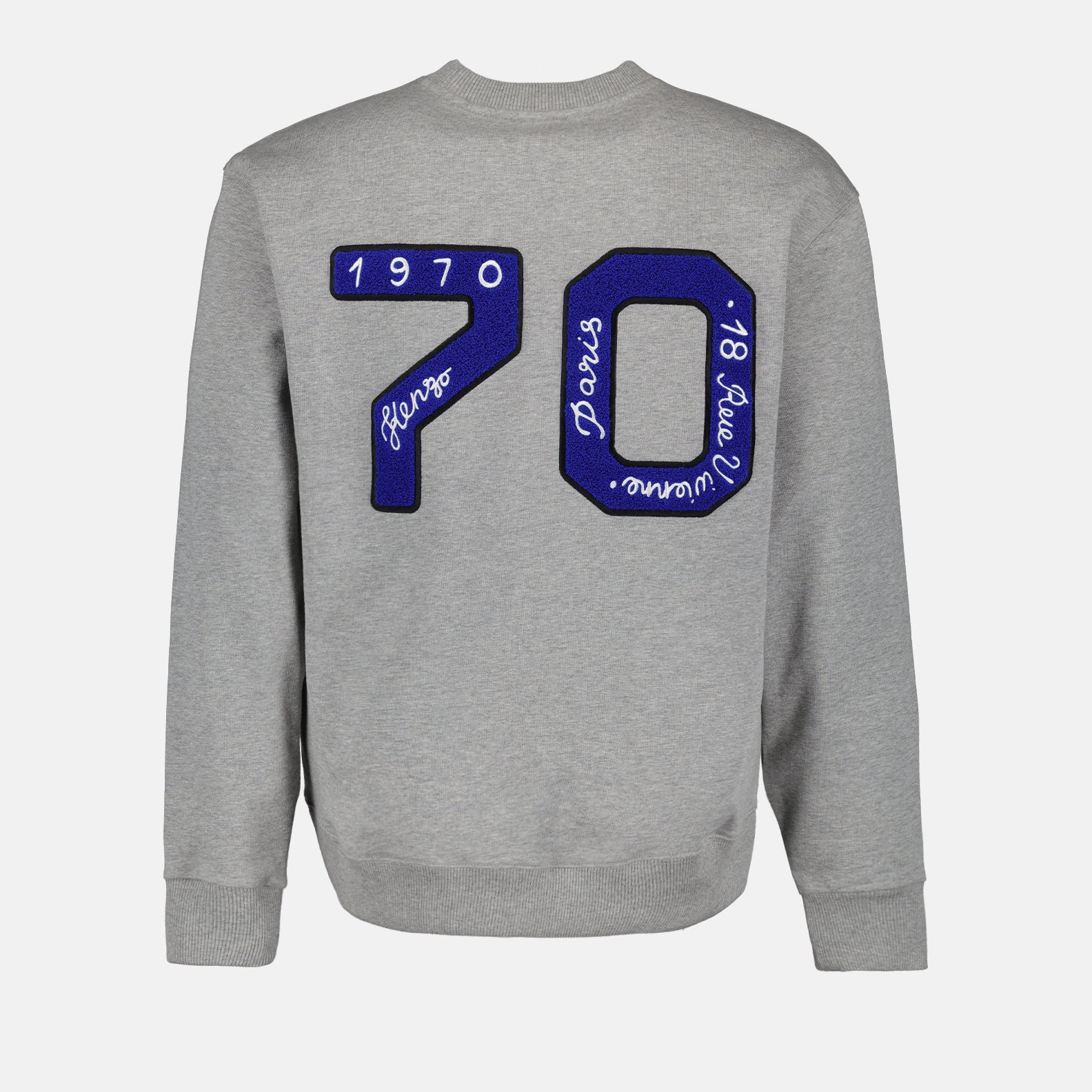 Kenzo sweatshirt, luxury men's wear, designer men's sweatshirt, grey logo sweatshirt, high-end fashion