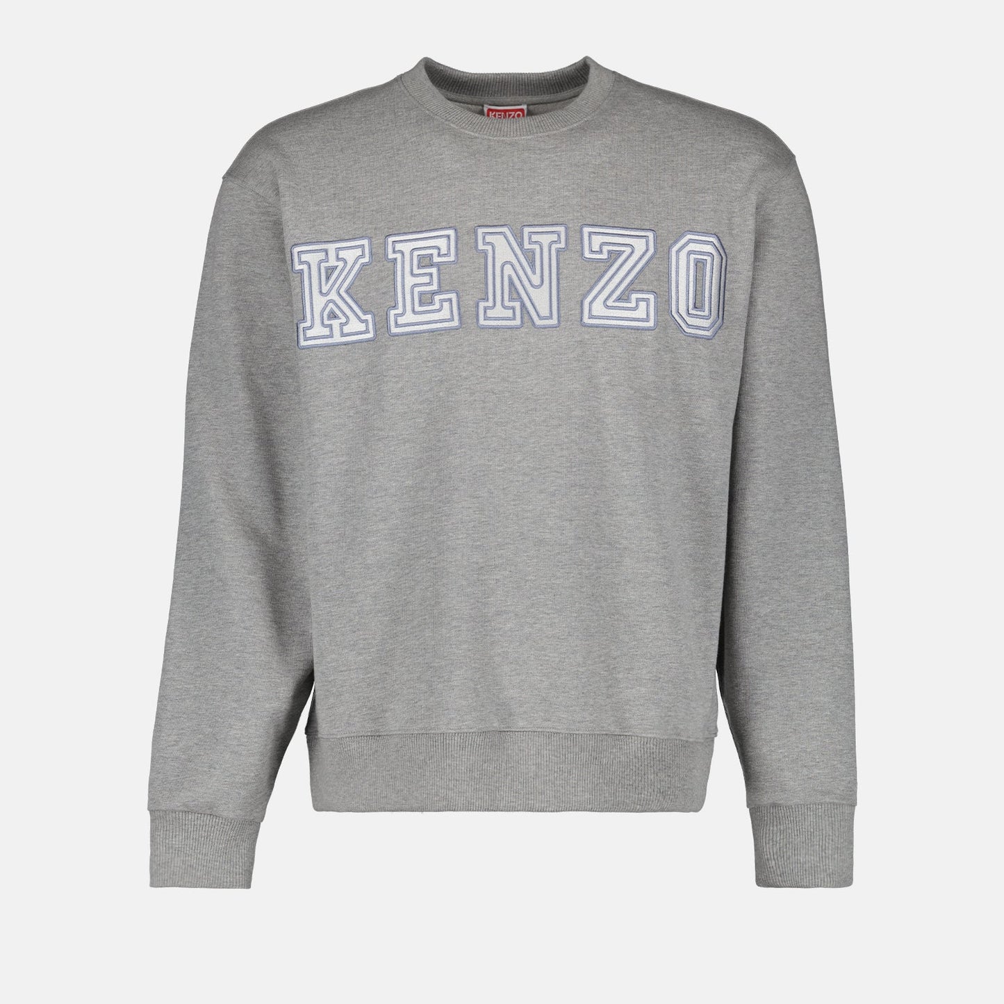 Kenzo sweatshirt, luxury men's wear, designer men's sweatshirt, grey logo sweatshirt, high-end fashion