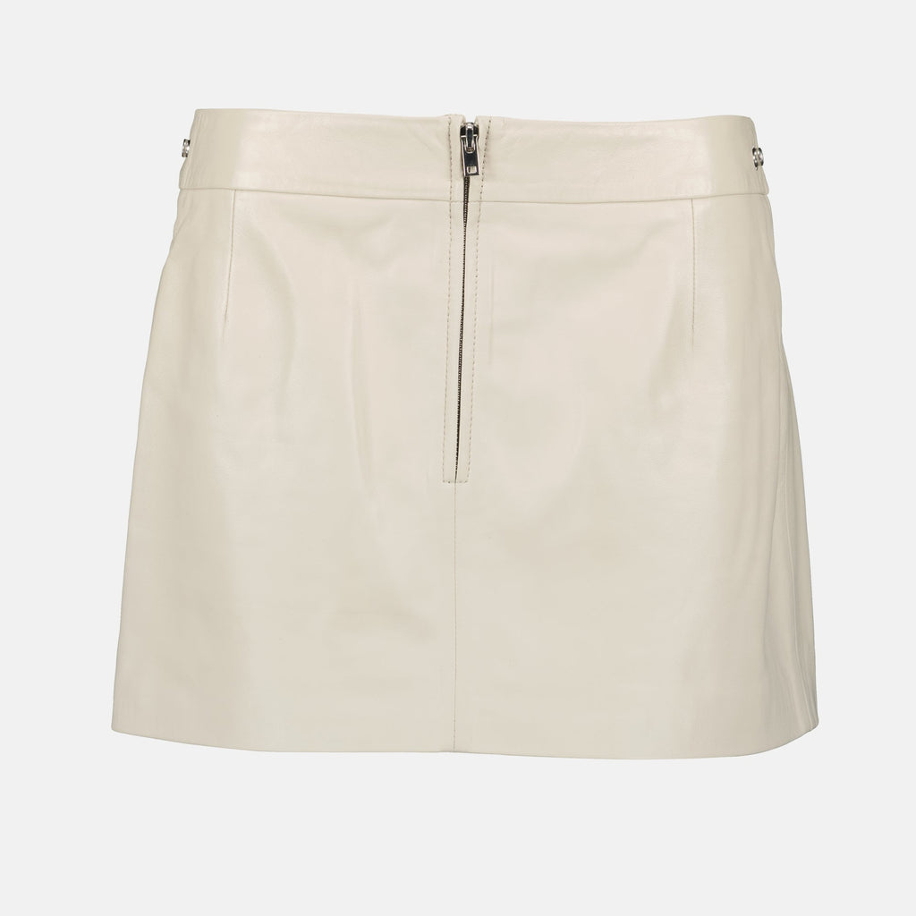 leather skirt, Yori skirt, beige skirt, fashion skirt, adjustable belt skirt