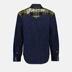 luxury plaid shirt, Kenzo denim, high-end fashion, designer casual wear, premium denim shirt