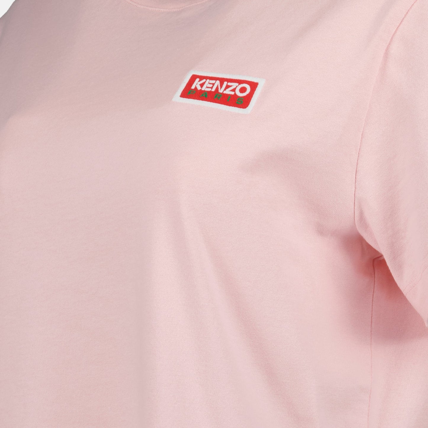 Kenzo T-shirt, pink logo T-shirt, women's luxury clothing, designer casual wear, high-end fashion