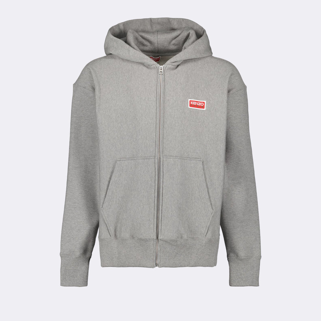 Kenzo sweatshirt, grey zip-up hoodie, luxury men's apparel, designer sweatshirts, premium men's fashion