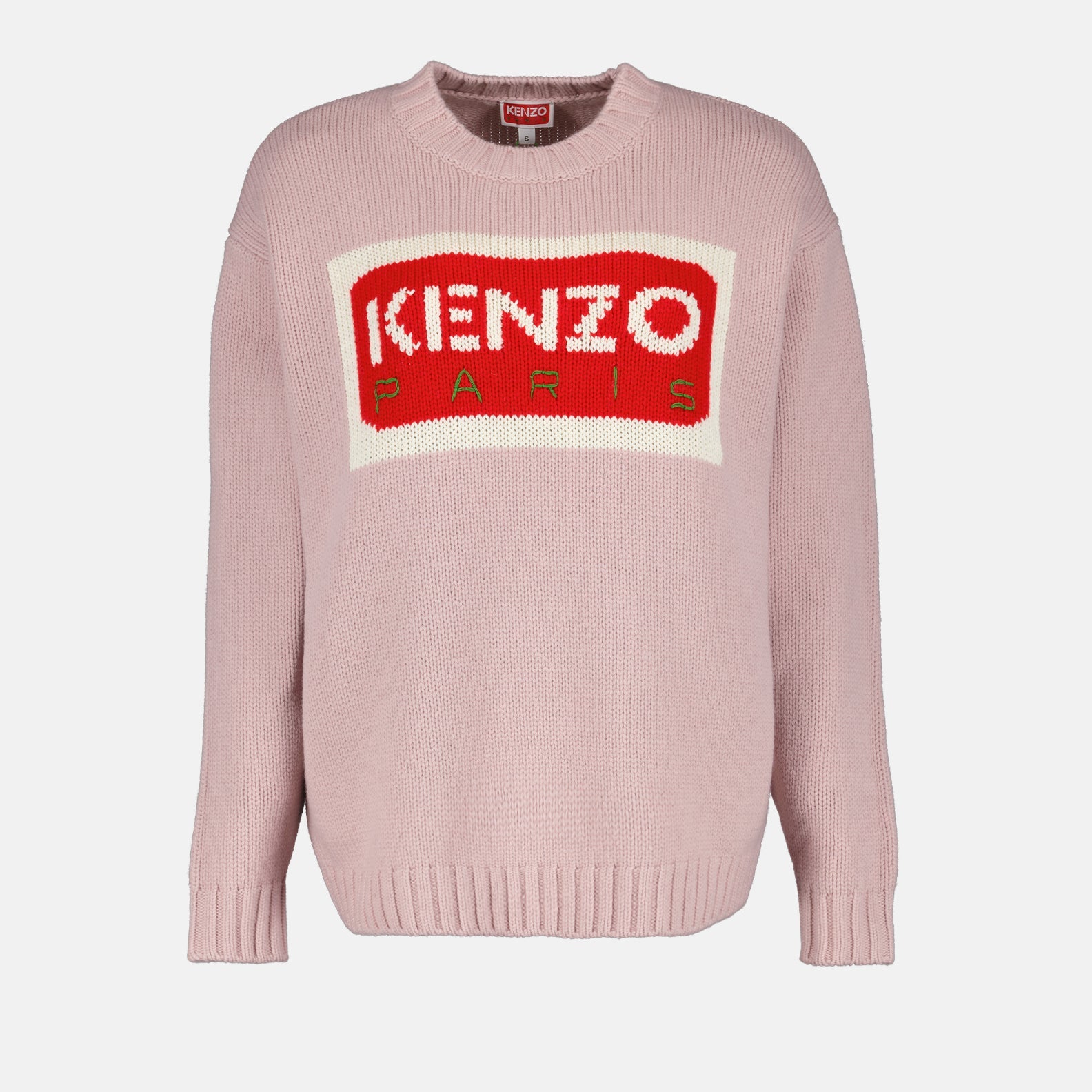 Kenzo logo sweater, pink women's sweater, luxury women's fashion, designer knitwear, elegant women's top