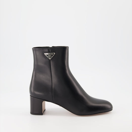 Prada, Black Leather Ankle Boots, Women's Designer Boots, High-End Fashion, Luxury Footwear