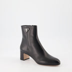 Prada, Black Leather Ankle Boots, Women's Designer Boots, High-End Fashion, Luxury Footwear