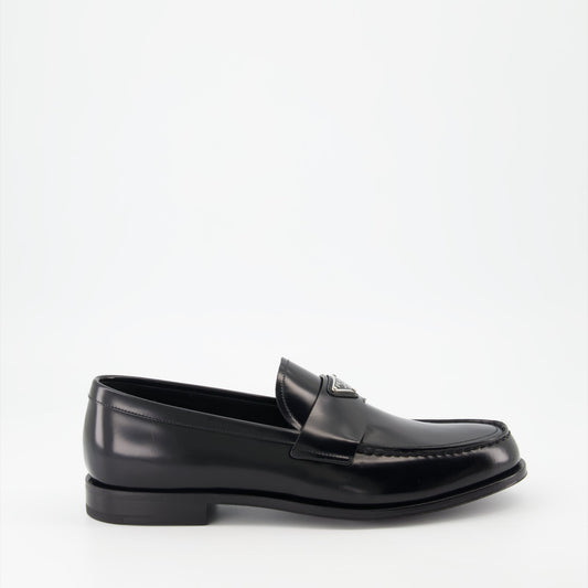 Prada, black patent leather moccasins, men's luxury footwear, formal shoes, designer-moccasins