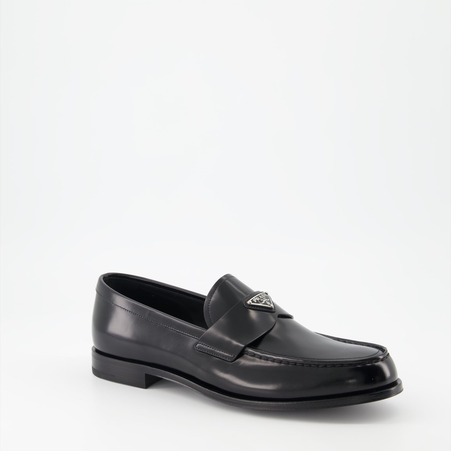 Prada, black patent leather moccasins, men's luxury footwear, formal shoes, designer-moccasins