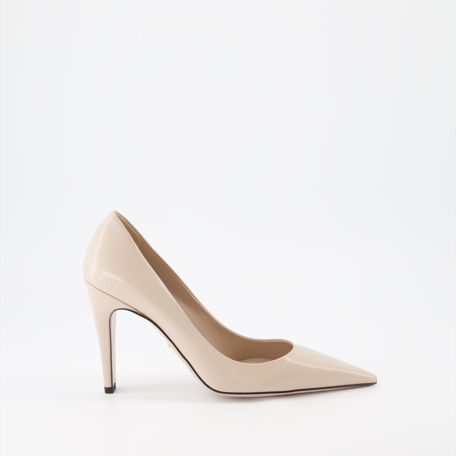 Prada, luxury pumps, beige leather, elegant footwear, designer shoes