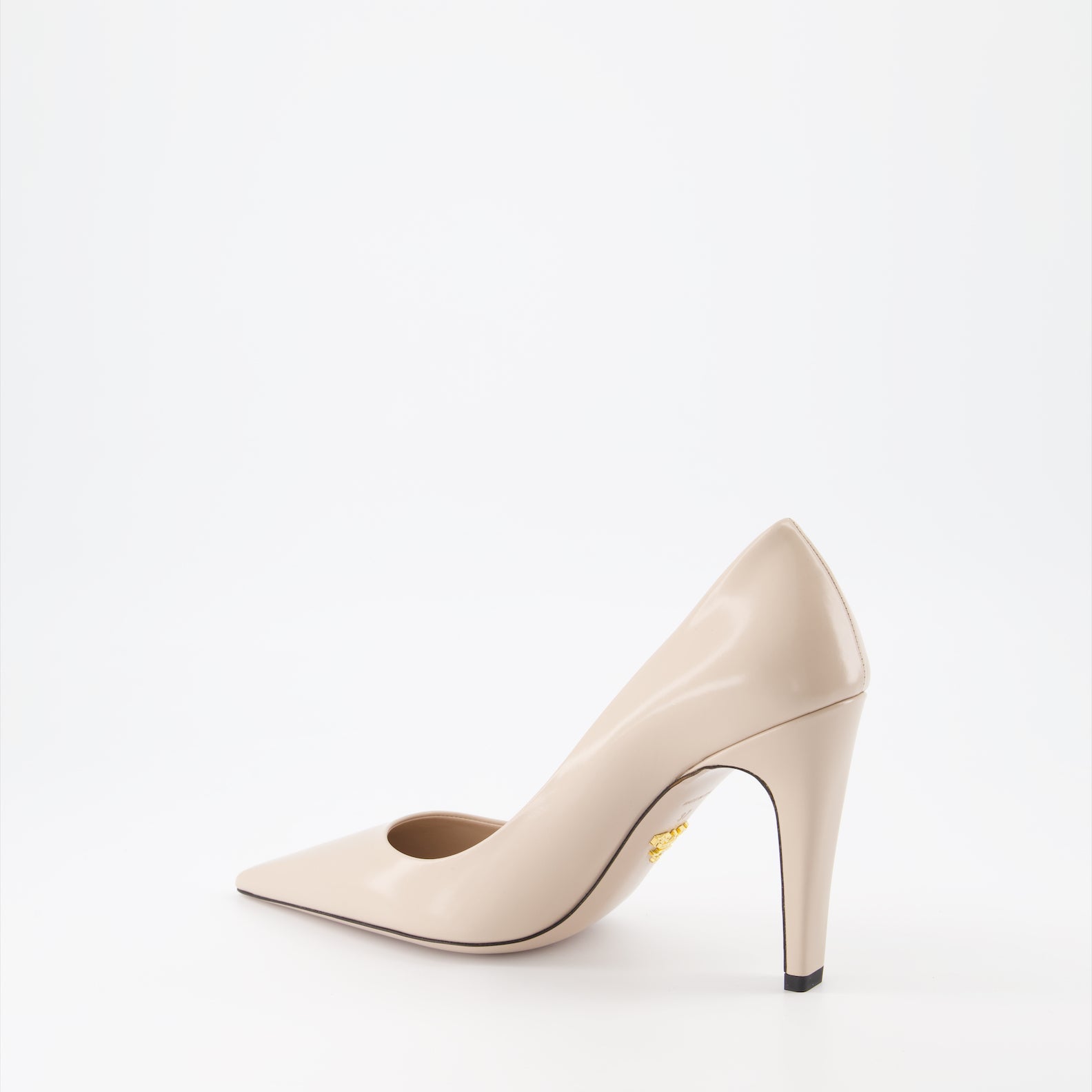 Prada, luxury pumps, beige leather, elegant footwear, designer shoes