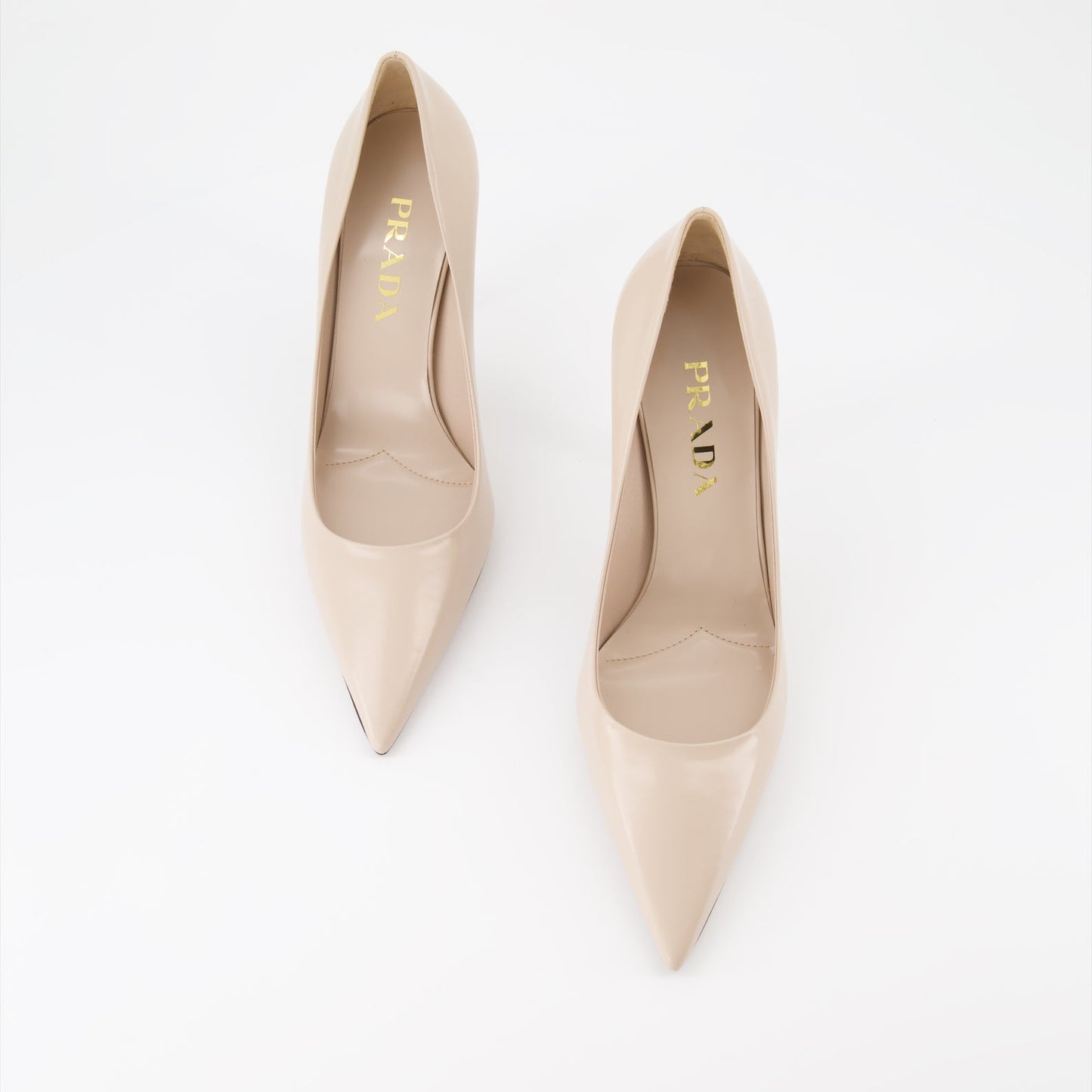 Prada, luxury pumps, beige leather, elegant footwear, designer shoes