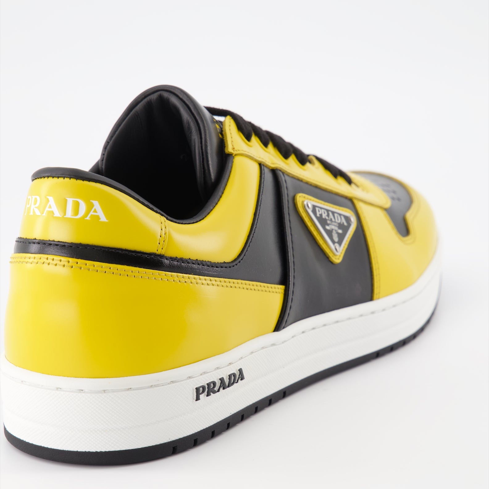 Black and clearance yellow prada sneakers