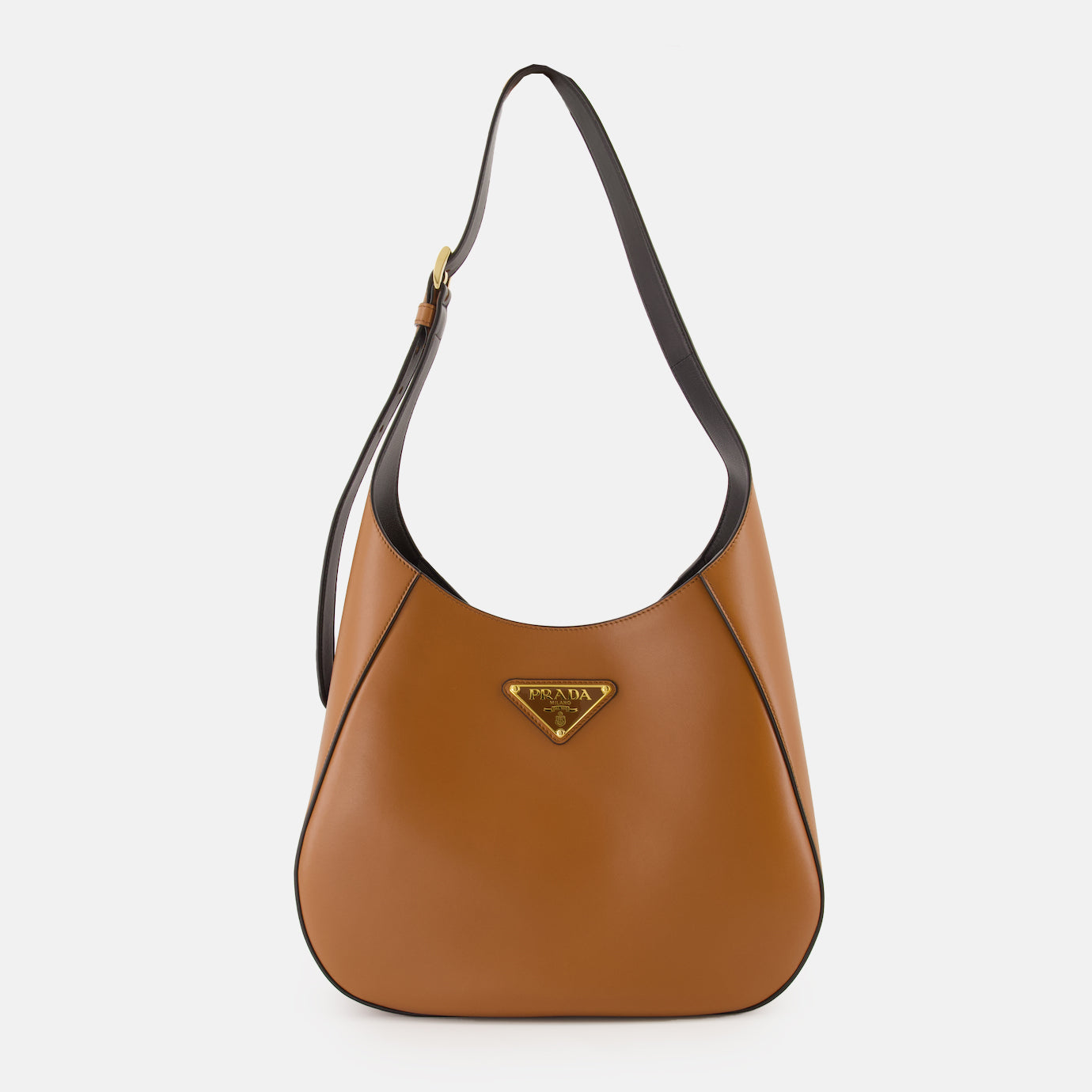 Prada, Leather Shoulder Bag, Women's Luxury Bag, Designer Handbag, Brown Leather Bag