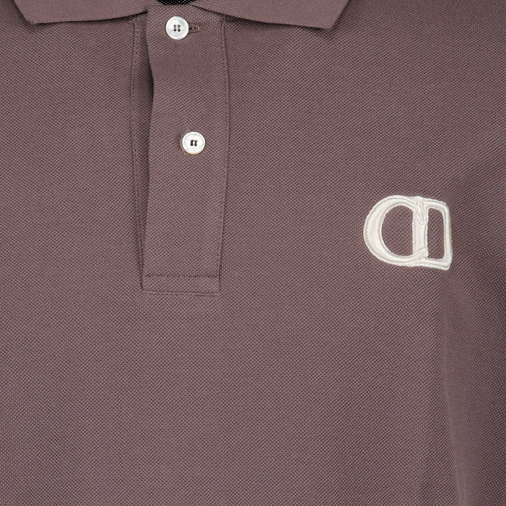 brown logo polo, Dior polo, luxury brown polo, men's designer polo, embroidered logo polo