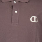 brown logo polo, Dior polo, luxury brown polo, men's designer polo, embroidered logo polo