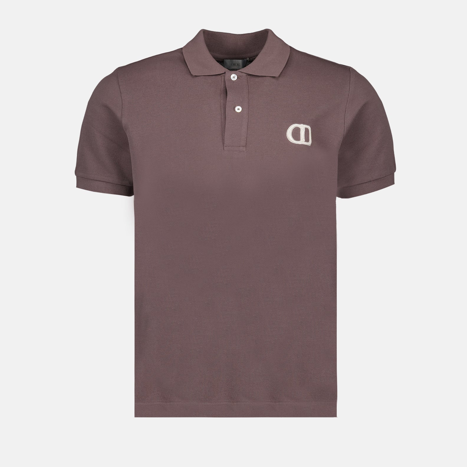 brown logo polo, Dior polo, luxury brown polo, men's designer polo, embroidered logo polo