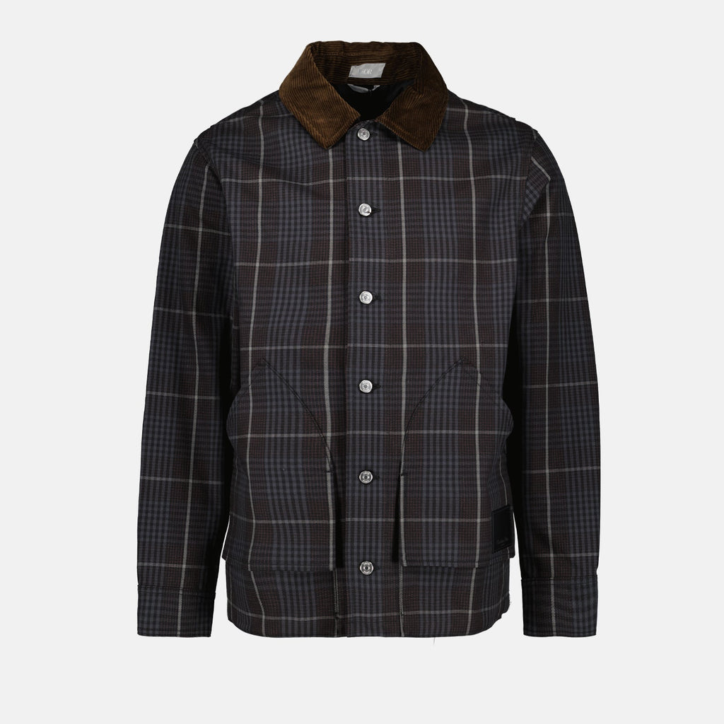 남성을 위한 디올 체크 자켓 이미지 - 2023년 가을-겨울 시즌 - 앞면 보기